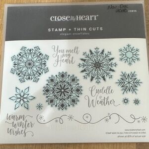 Close to My Heart Elegant Snowflakes Stamp & Thin Cuts - Blue/White